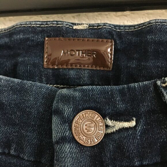 Mother Jean Womens 27 Skinny The Looker Ankle Fray Invitation Only Dark Blue - Picture 5 of 15